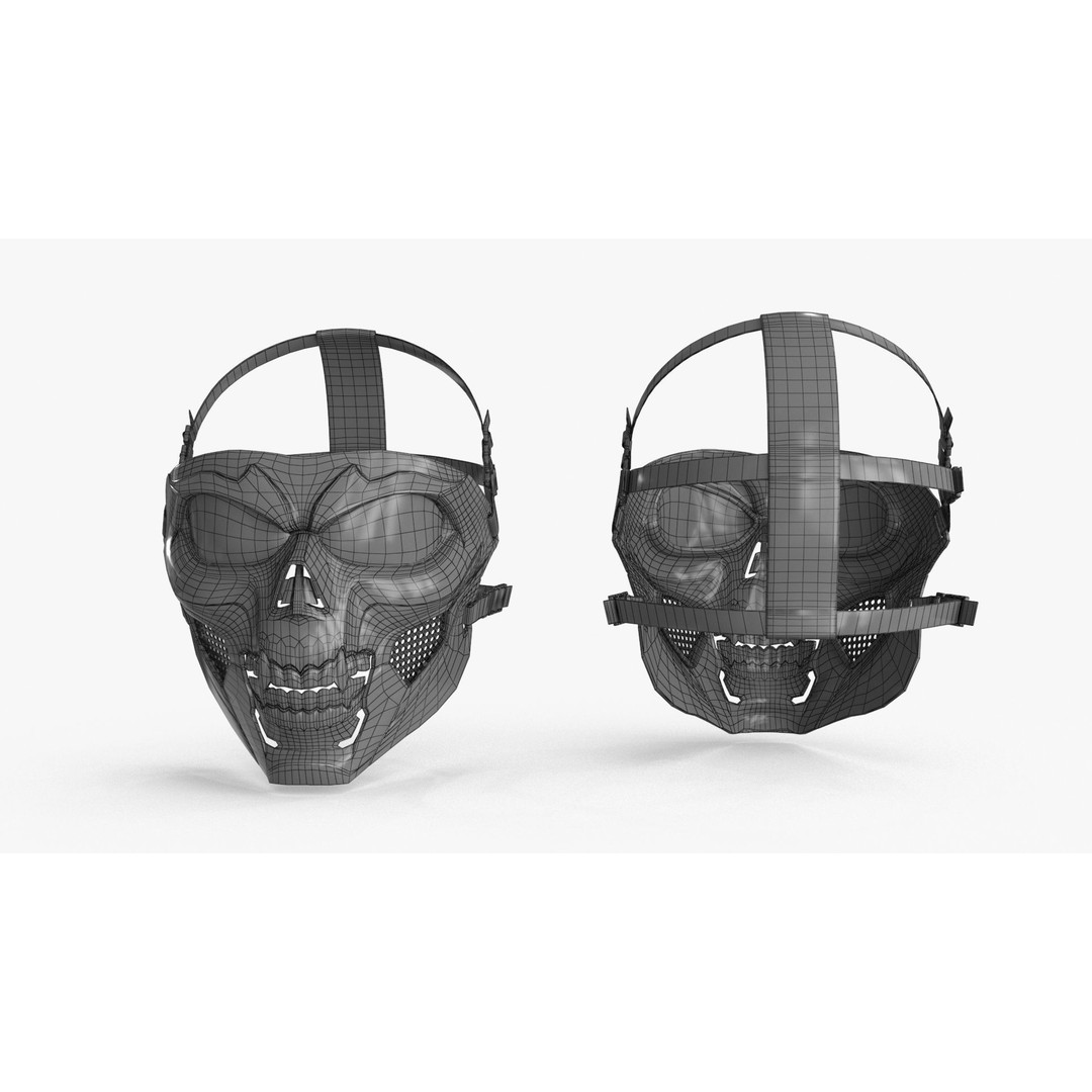 Skull Mask 3D Model – Low Poly Game Asset, PBR Textures, FBX - View 18