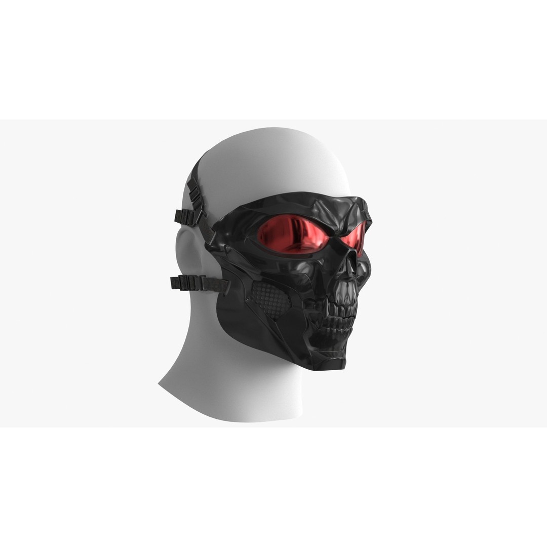 Skull Mask 3D Model – Low Poly Game Asset, PBR Textures, FBX - View 3