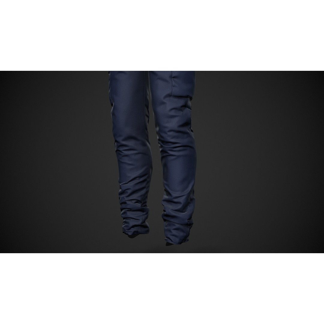 Blue Snowboard Outfit 3D Model – Low Poly PBR Game Asset, FBX, OBJ - View 12