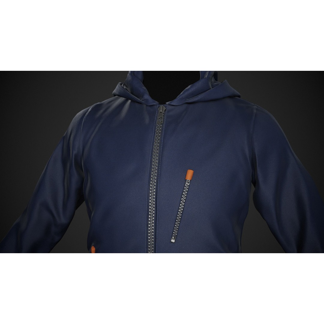 Blue Snowboard Outfit 3D Model – Low Poly PBR Game Asset, FBX, OBJ - View 17