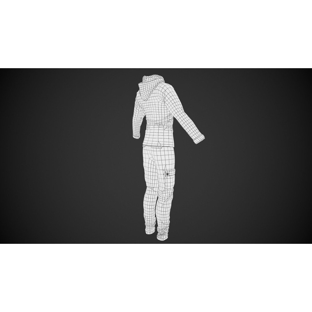 Blue Snowboard Outfit 3D Model – Low Poly PBR Game Asset, FBX, OBJ - View 20
