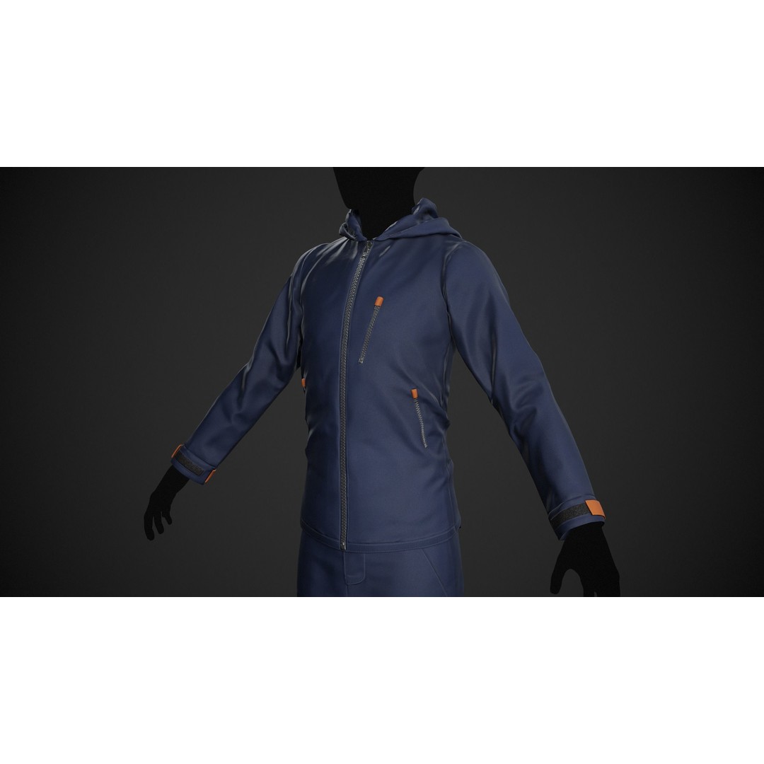 Blue Snowboard Outfit 3D Model – Low Poly PBR Game Asset, FBX, OBJ - View 6