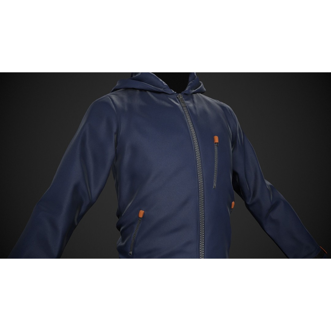 Blue Snowboard Outfit 3D Model – Low Poly PBR Game Asset, FBX, OBJ - View 7