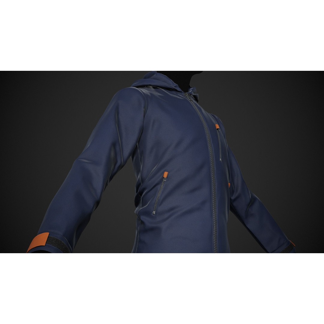 Blue Snowboard Outfit 3D Model – Low Poly PBR Game Asset, FBX, OBJ - View 8