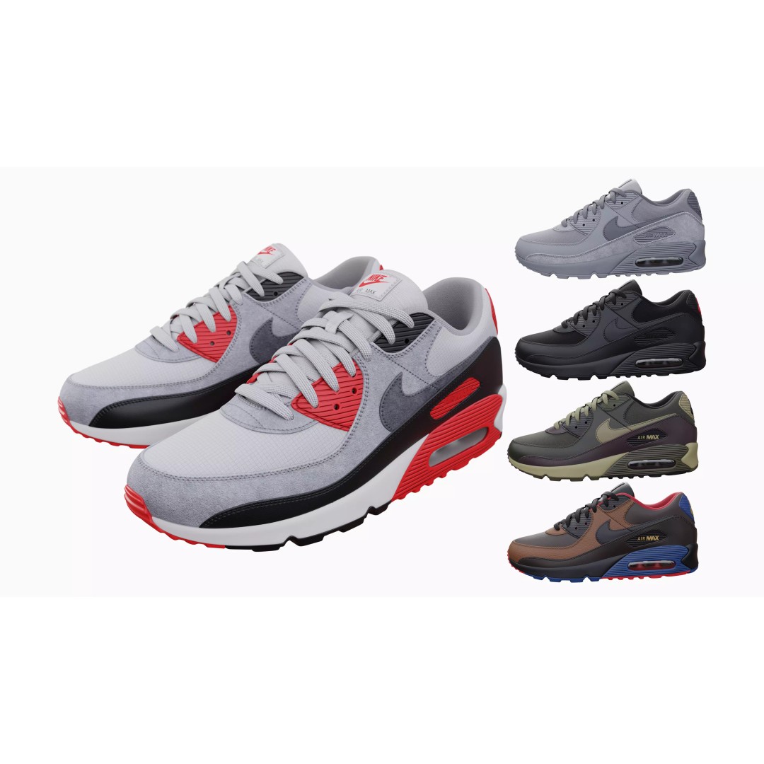 Nike Airmax 90 Sneaker 3D Model – Low Poly Game Ready Asset, Blender - View 2