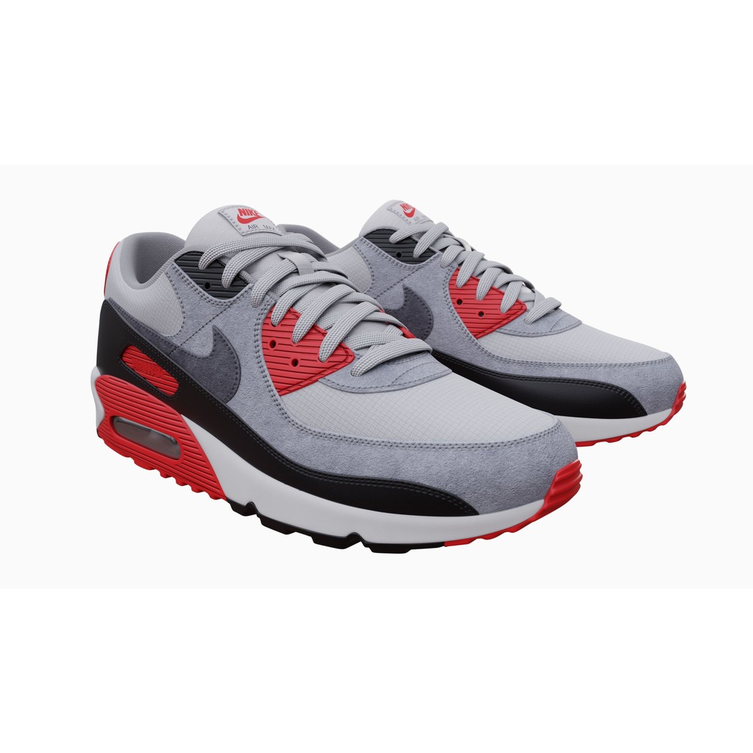 Nike Airmax 90 Sneaker 3D Model – Low Poly Game Ready Asset, Blender - View 3