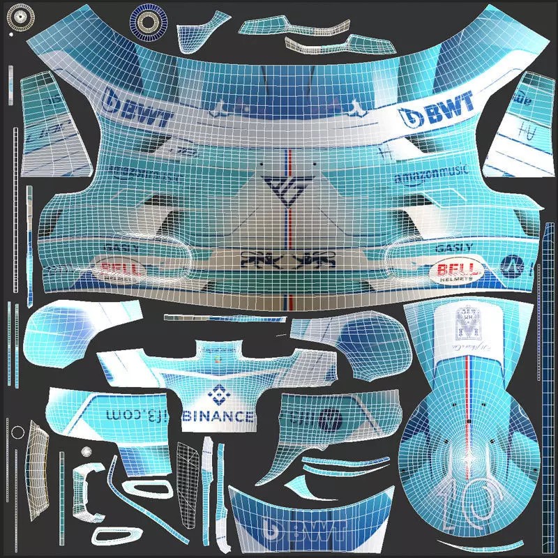 Gasly Helmet 2024 3D Model – High Detail PBR Asset, FBX, OBJ - View 10