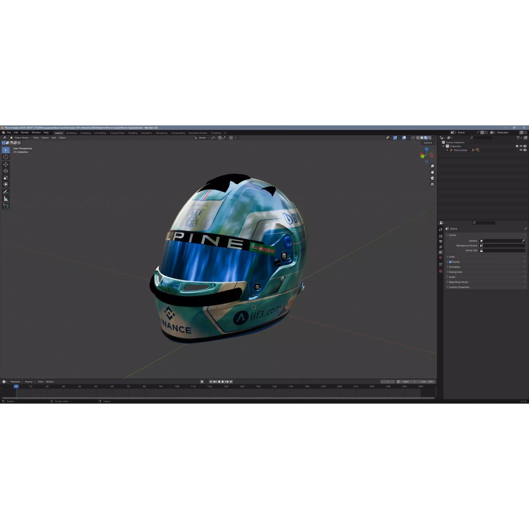Gasly Helmet 2024 3D Model – High Detail PBR Asset, FBX, OBJ - View 5