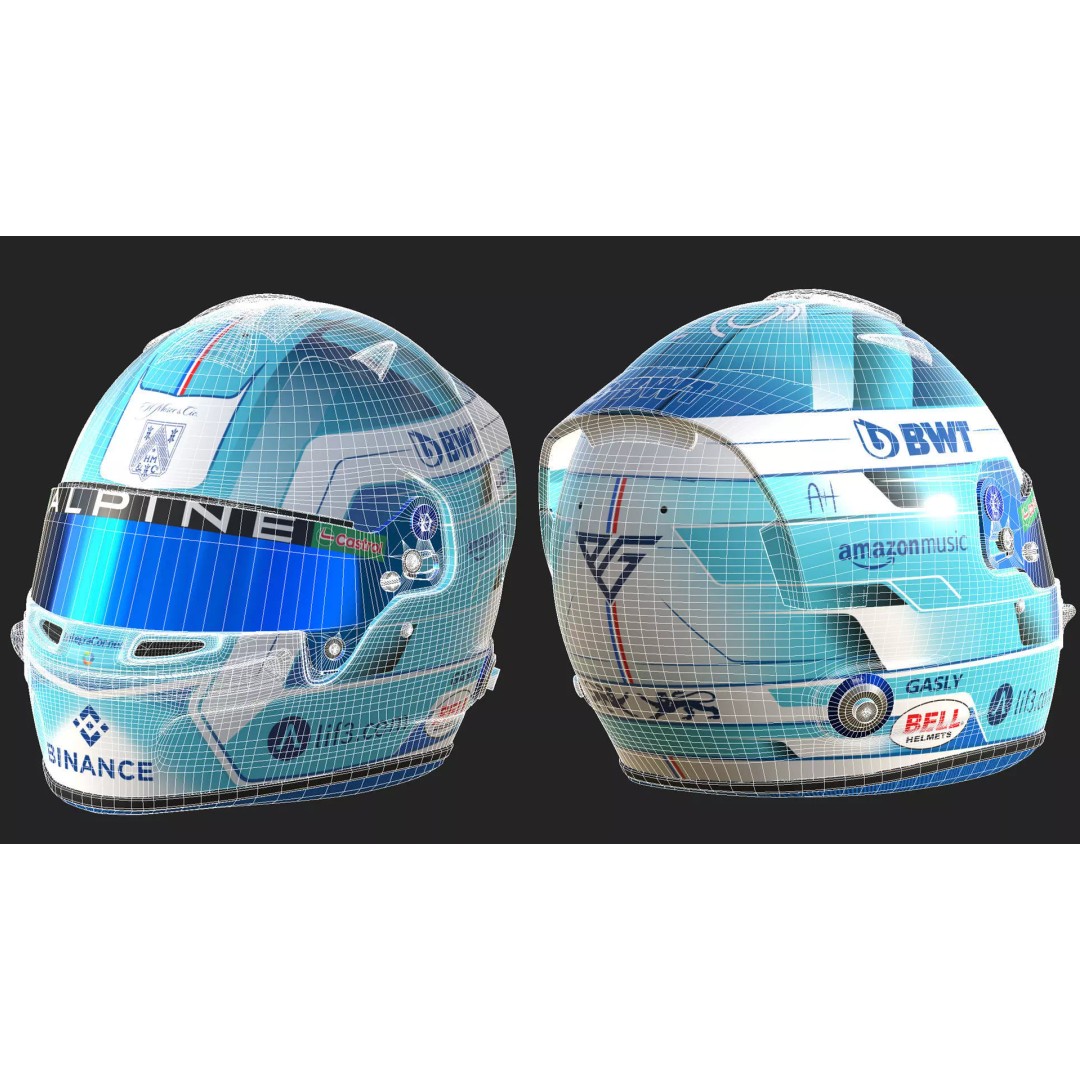 Gasly Helmet 2024 3D Model – High Detail PBR Asset, FBX, OBJ - View 9