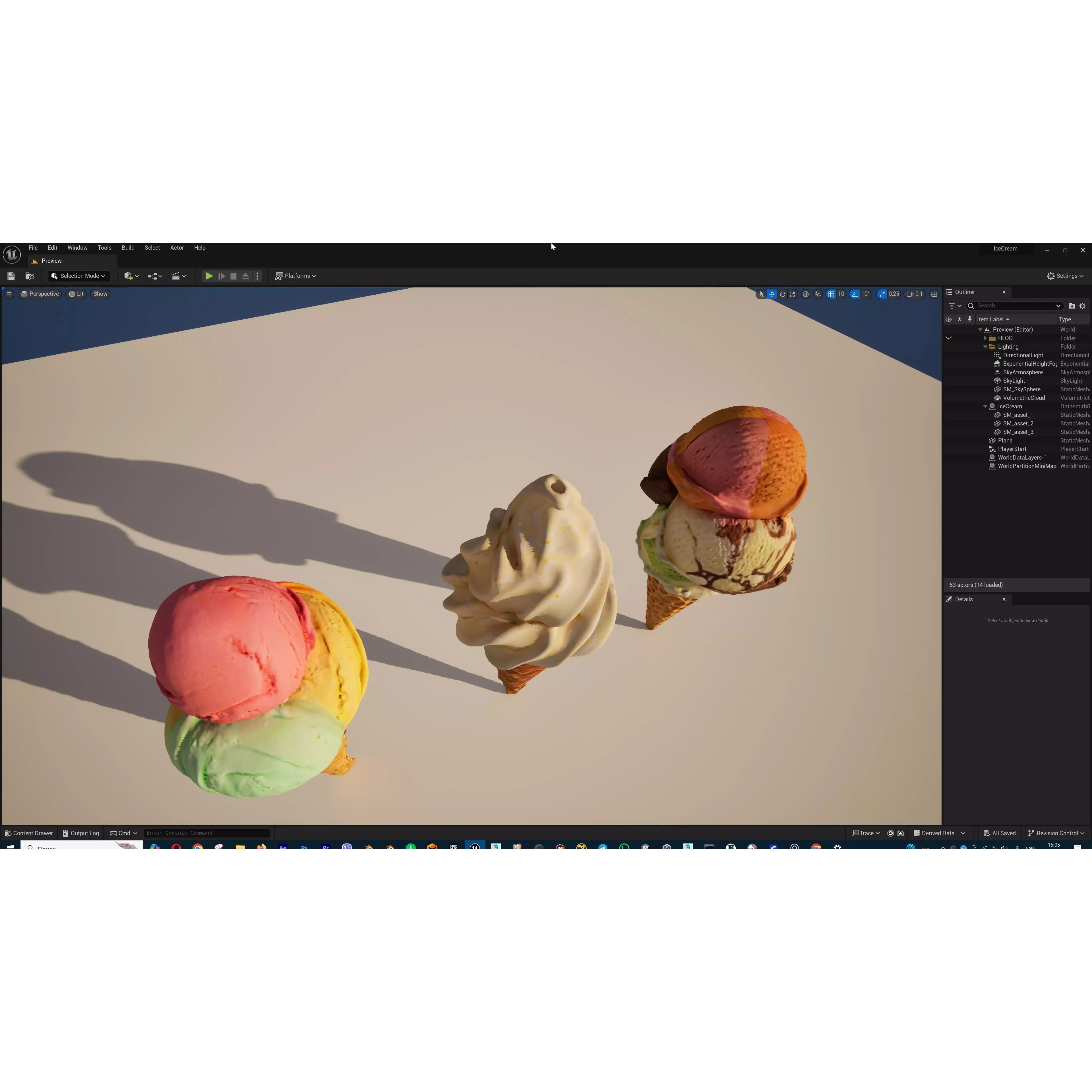 Triple Ice Cream Cone Collection - Game-Ready 3D Model