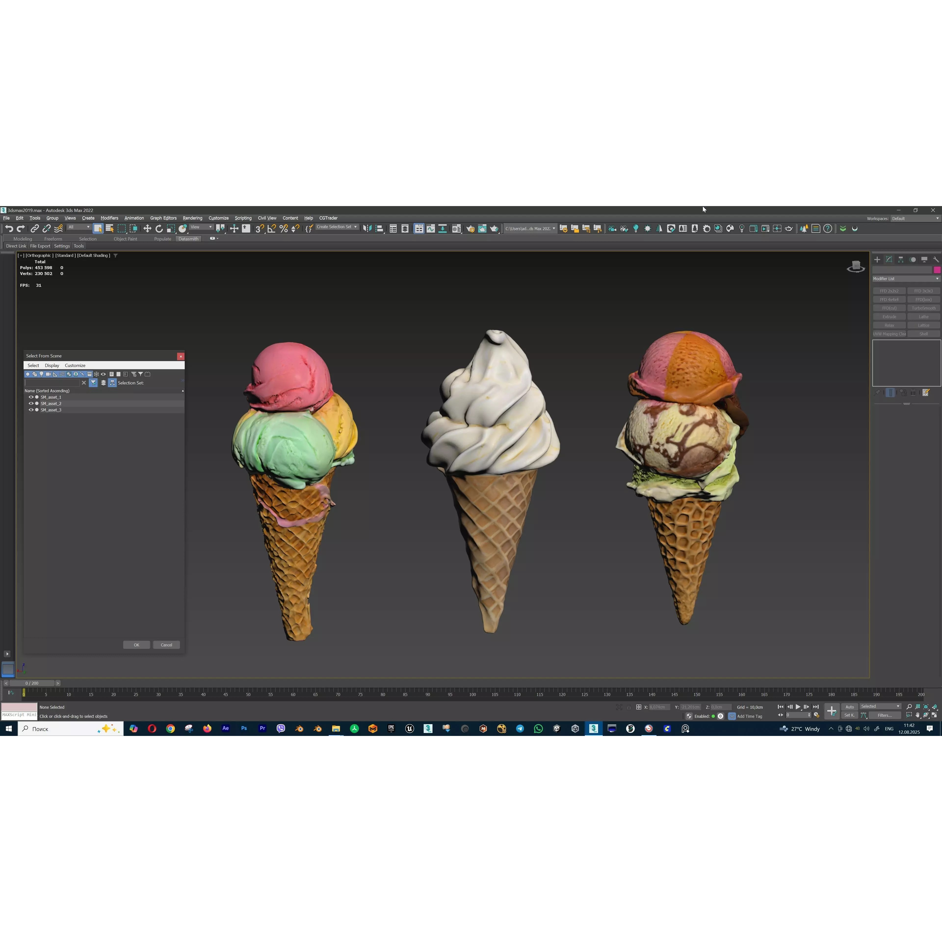 Triple Ice Cream Cone Collection - Game-Ready 3D Model - View 11