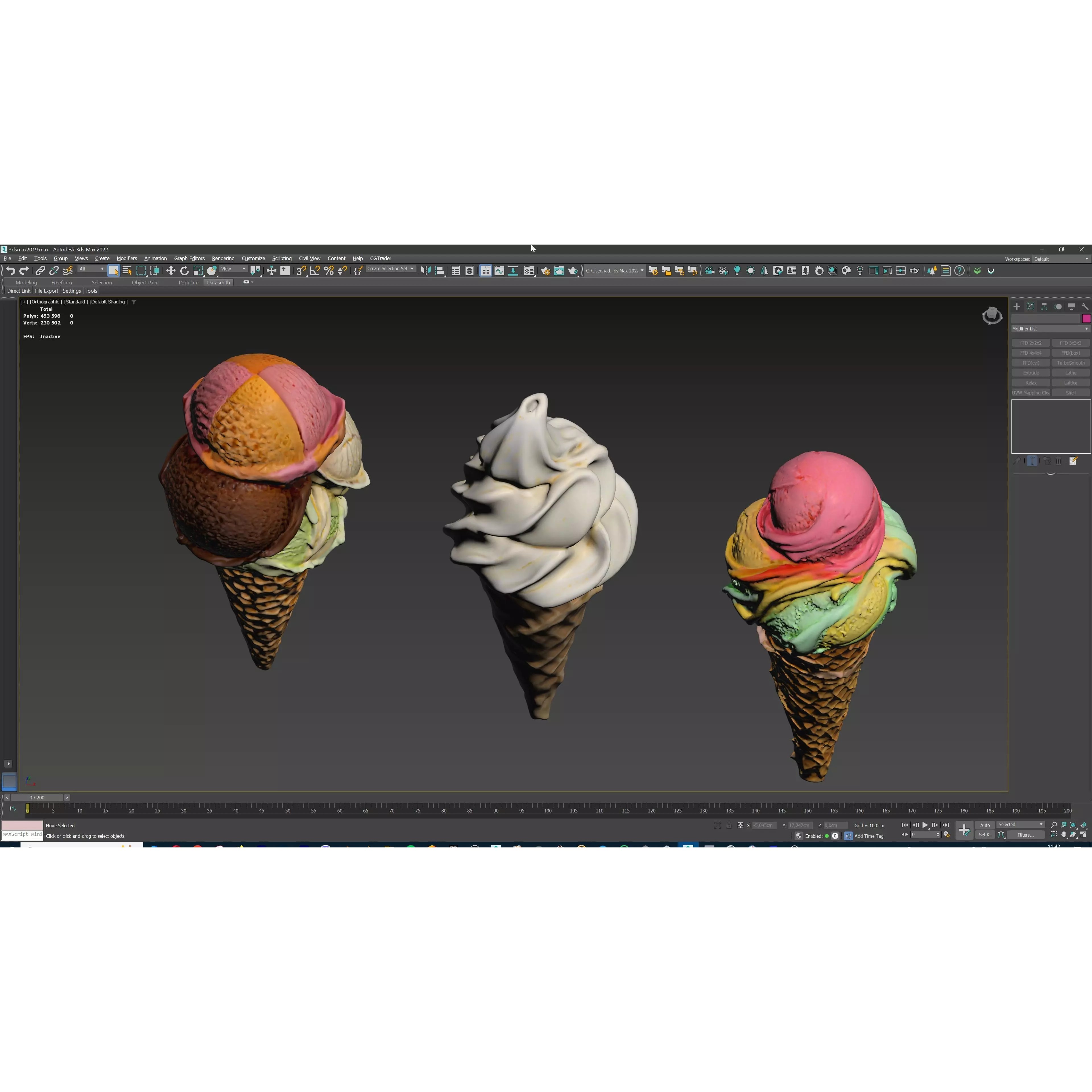 Triple Ice Cream Cone Collection - Game-Ready 3D Model - View 12