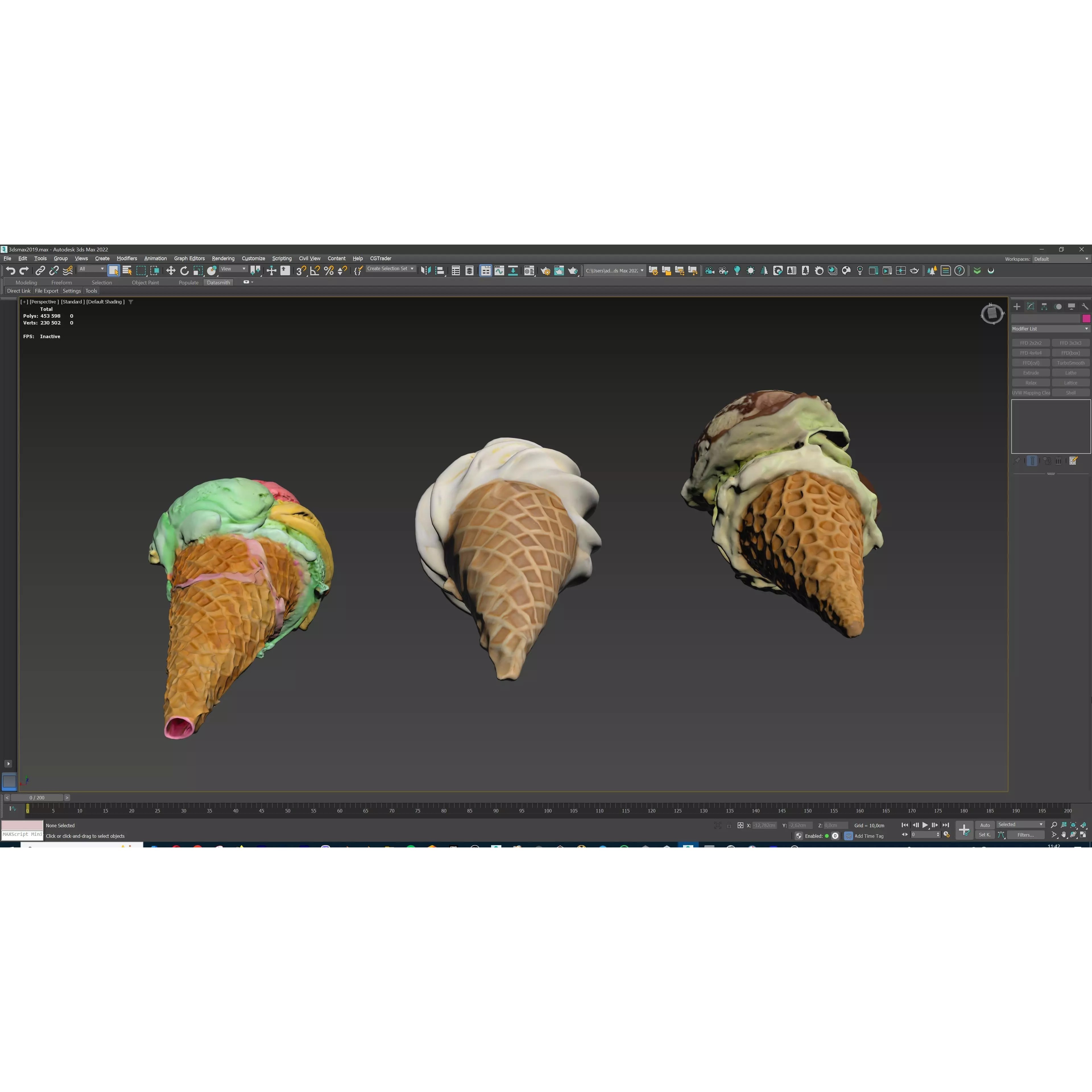 Triple Ice Cream Cone Collection - Game-Ready 3D Model - View 13