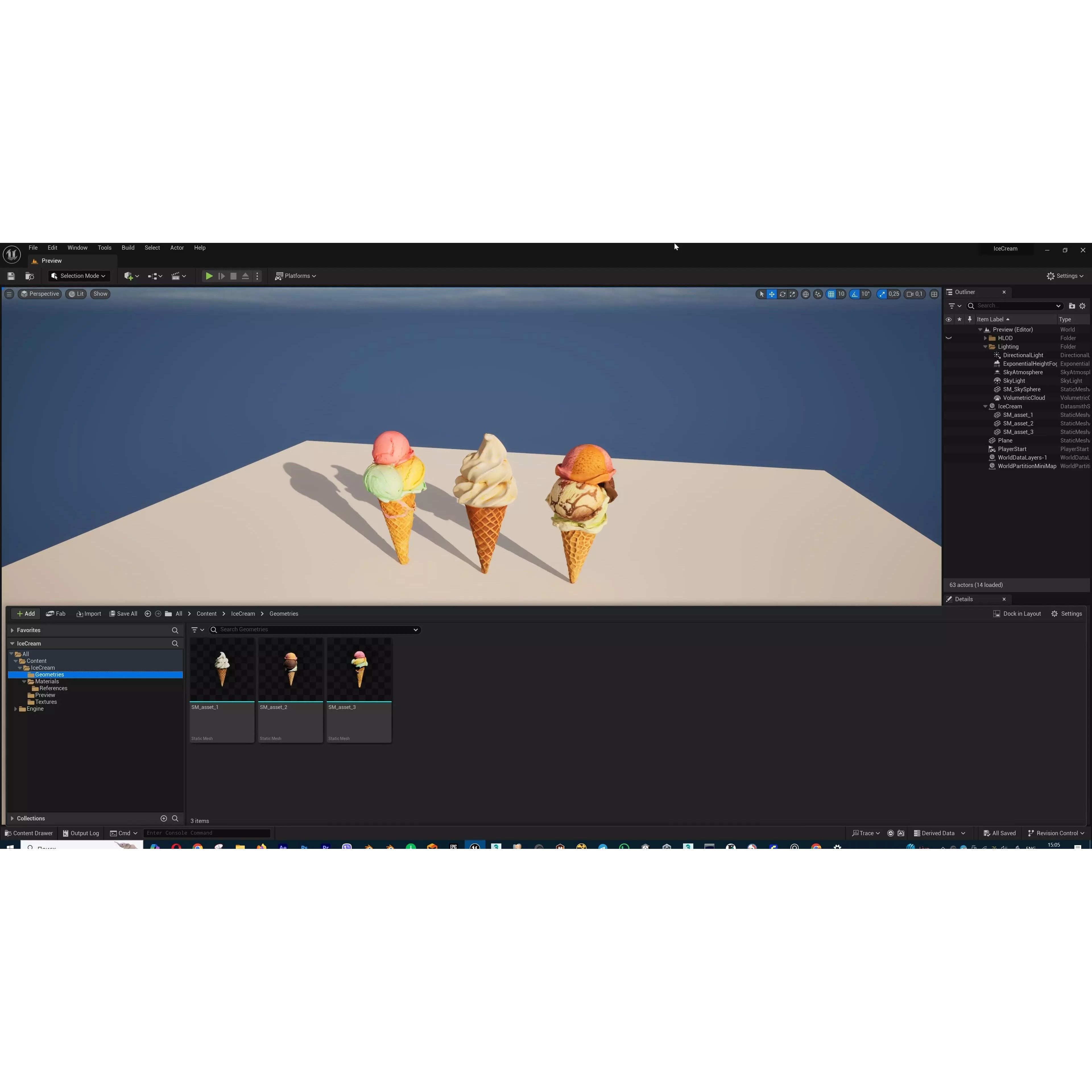 Triple Ice Cream Cone Collection - Game-Ready 3D Model - View 21