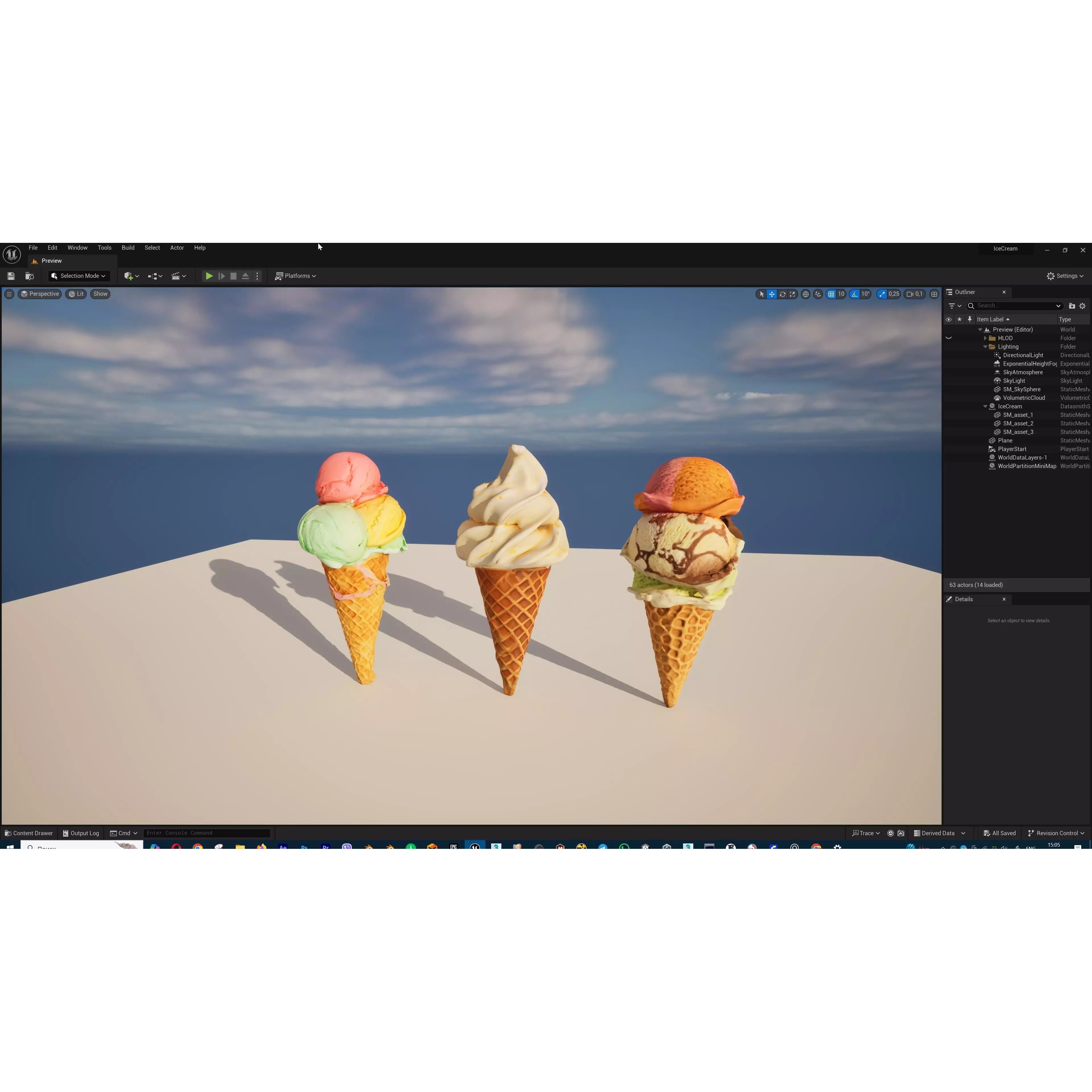 Triple Ice Cream Cone Collection - Game-Ready 3D Model - View 22
