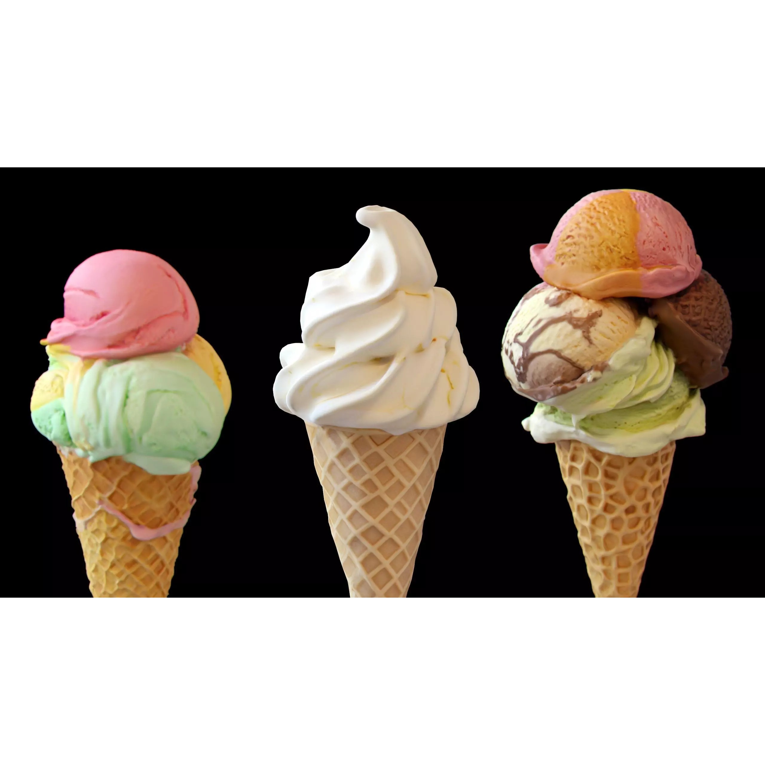 Triple Ice Cream Cone Collection - Game-Ready 3D Model - View 4