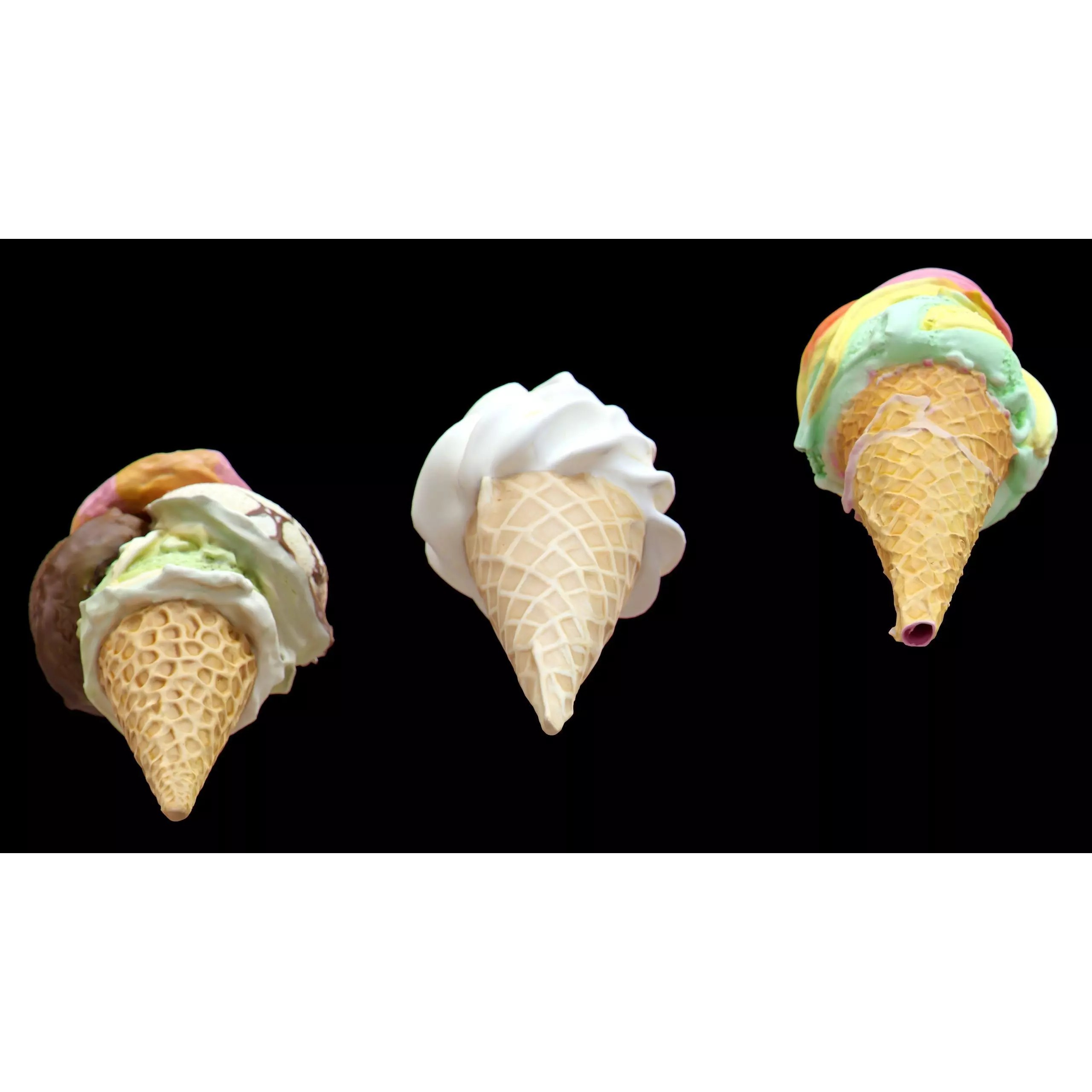Triple Ice Cream Cone Collection - Game-Ready 3D Model - View 6