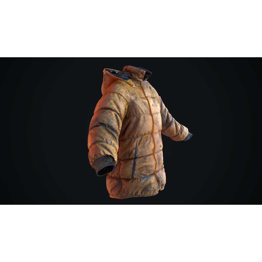 Dirty Winter Jacket 3D Model – Low Poly Game Ready Asset, FBX - View 10