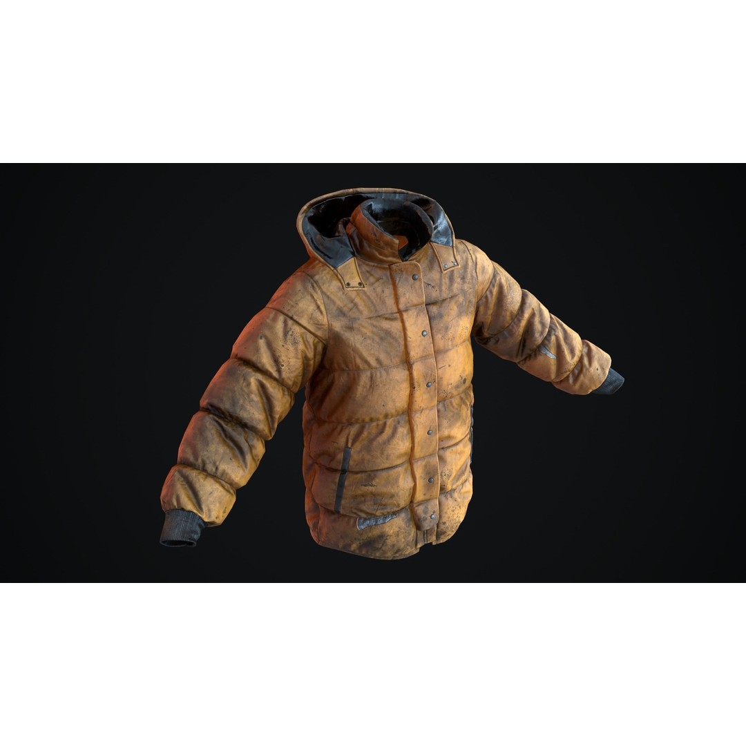 Dirty Winter Jacket 3D Model – Low Poly Game Ready Asset, FBX - View 11