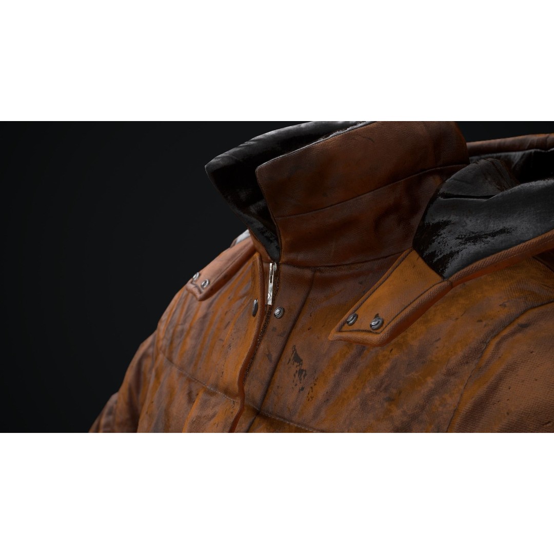 Dirty Winter Jacket 3D Model – Low Poly Game Ready Asset, FBX - View 13
