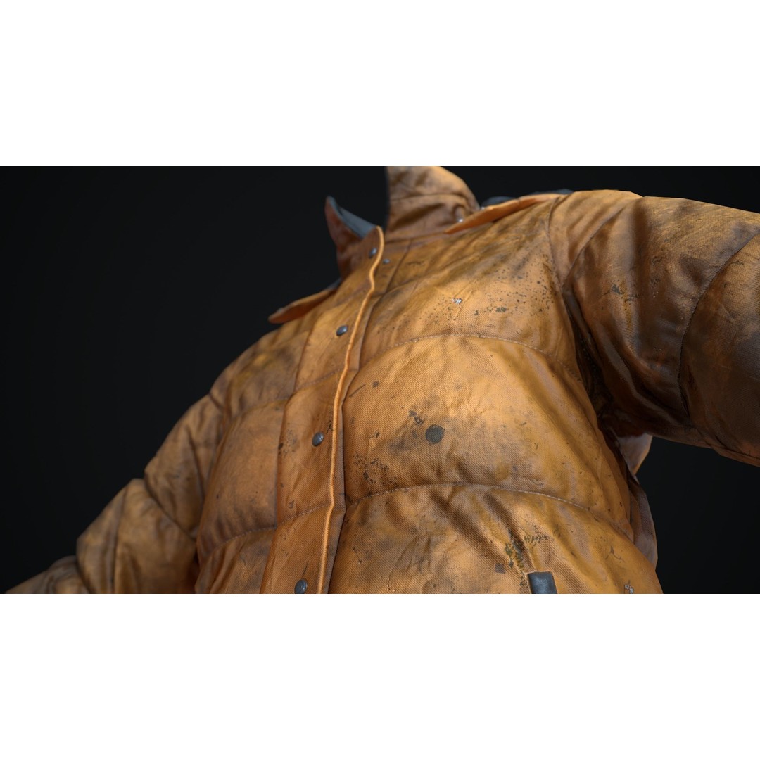 Dirty Winter Jacket 3D Model – Low Poly Game Ready Asset, FBX - View 14