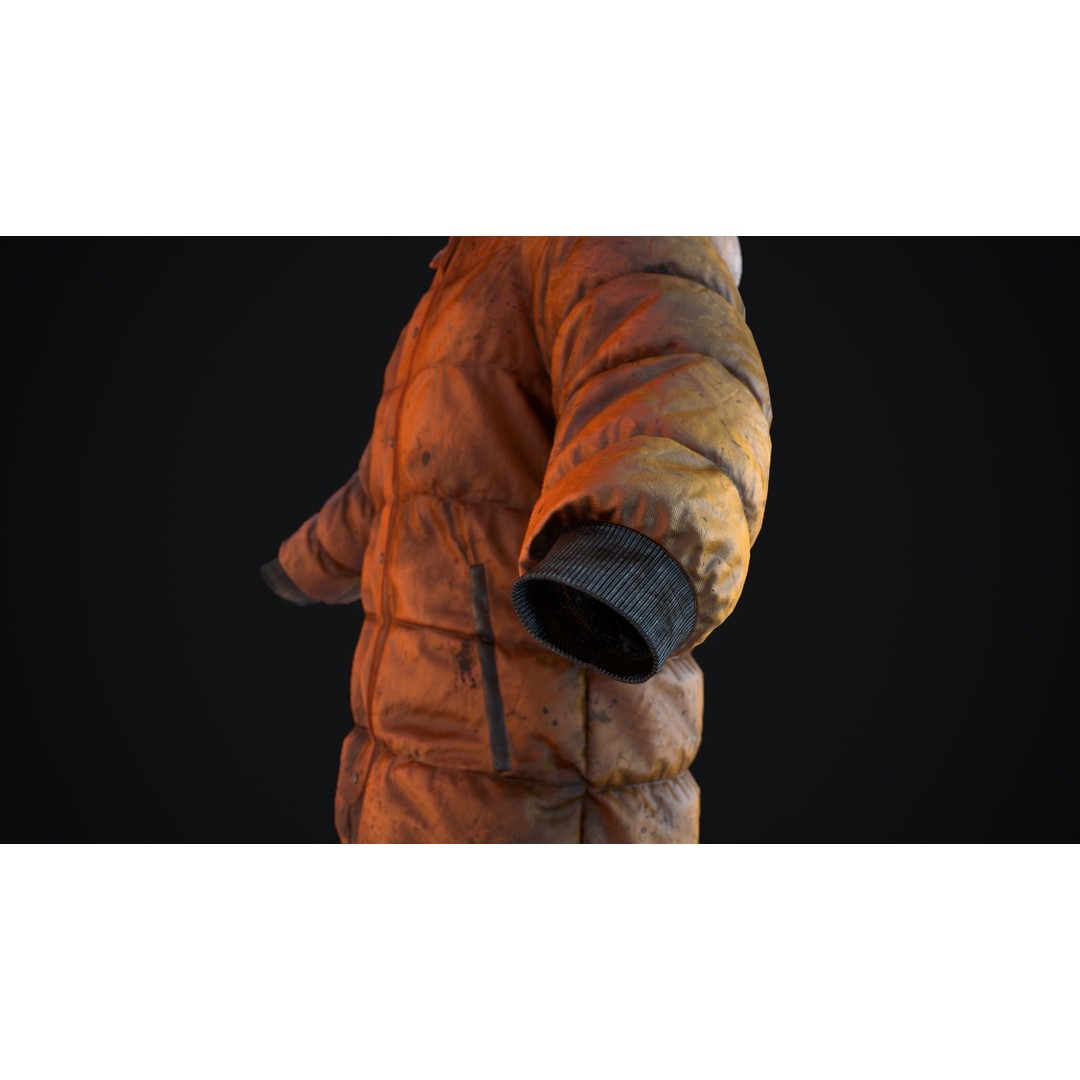 Dirty Winter Jacket 3D Model – Low Poly Game Ready Asset, FBX - View 17