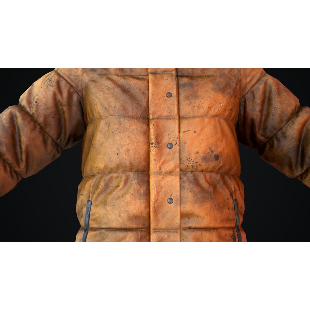 Dirty Winter Jacket 3D Model – Low Poly Game Ready Asset, FBX - View 18
