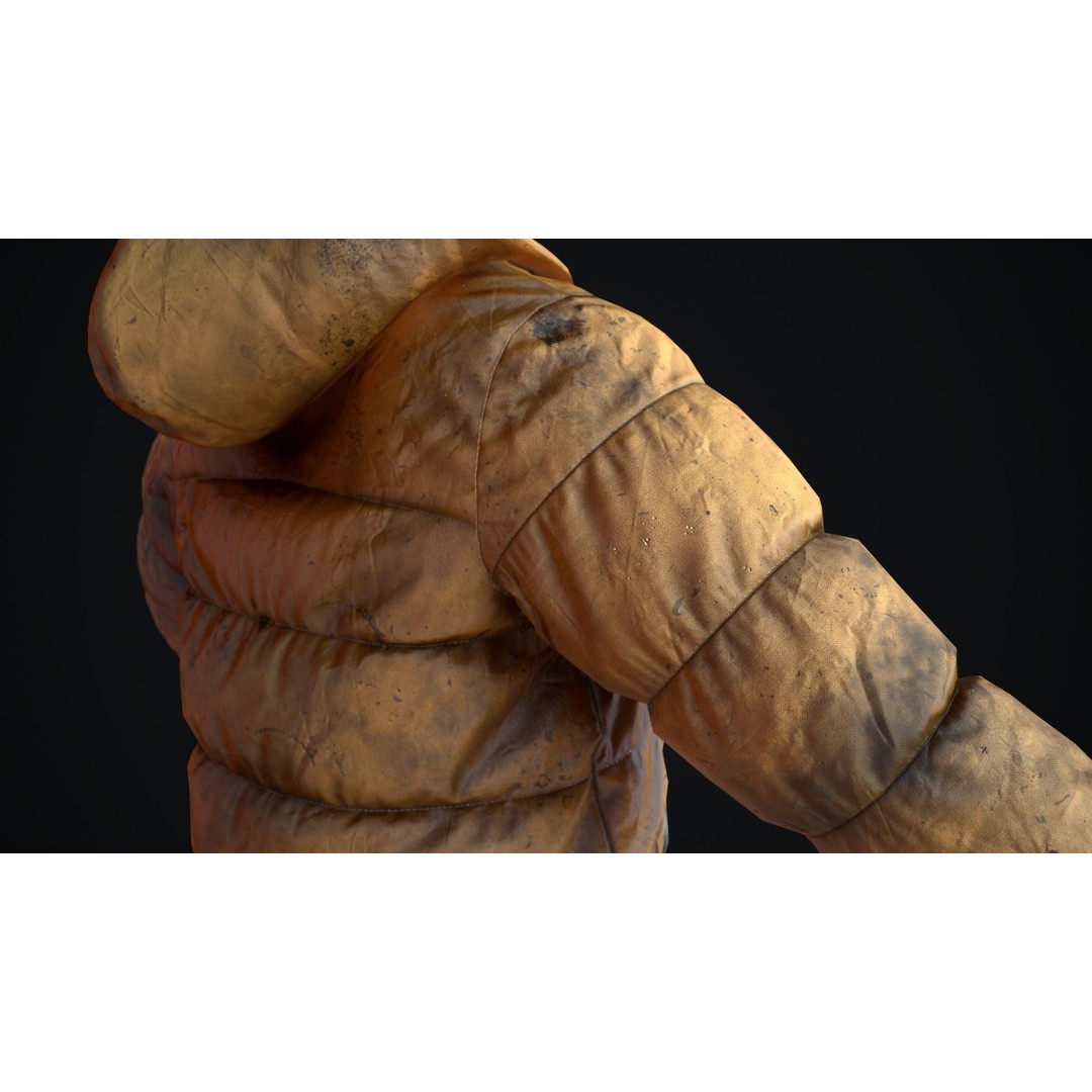 Dirty Winter Jacket 3D Model – Low Poly Game Ready Asset, FBX - View 19