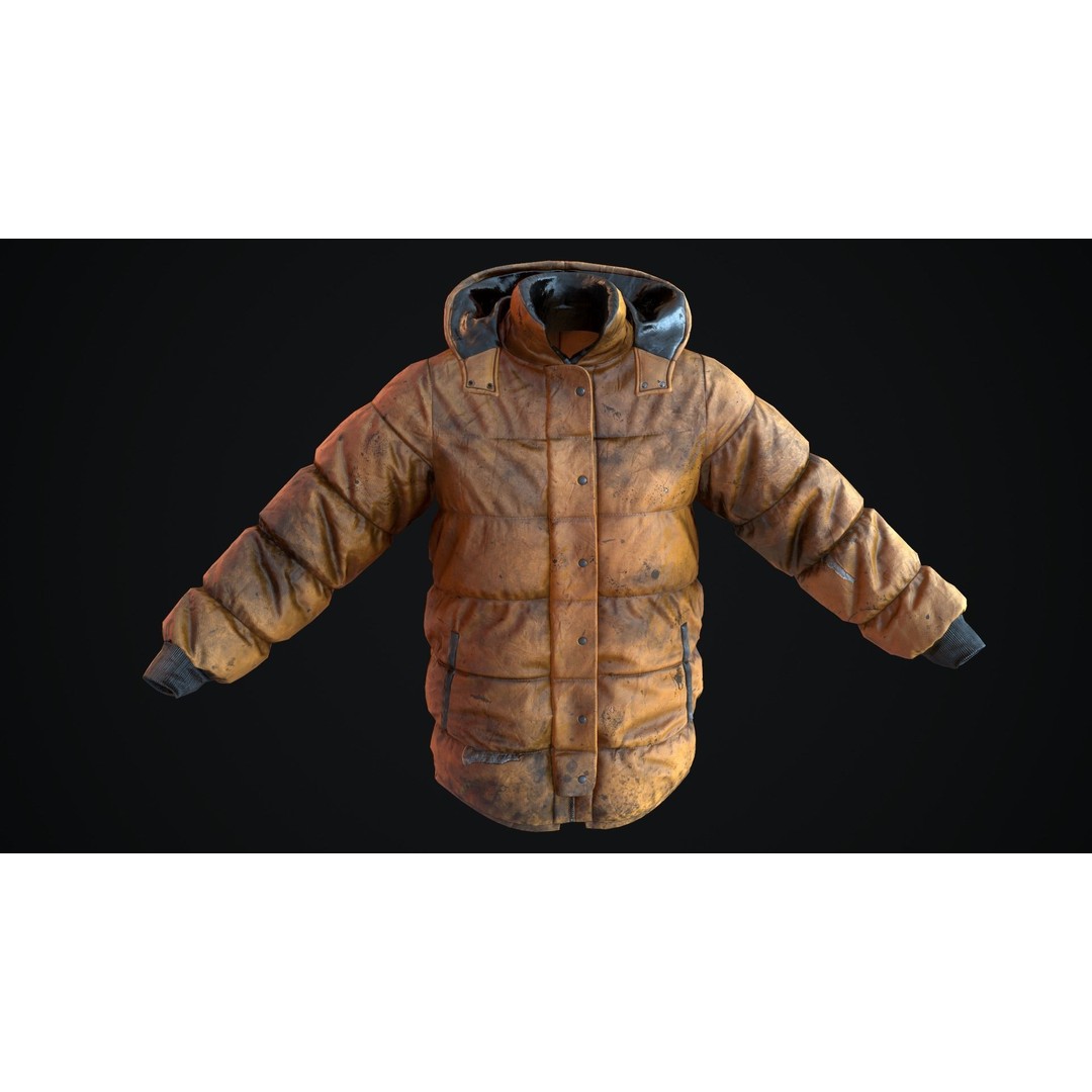 Dirty Winter Jacket 3D Model – Low Poly Game Ready Asset, FBX - View 20