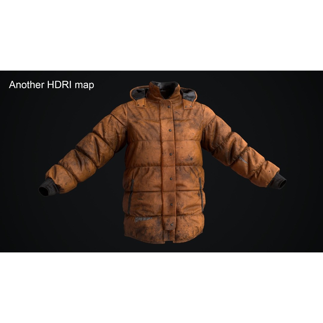 Dirty Winter Jacket 3D Model – Low Poly Game Ready Asset, FBX - View 21