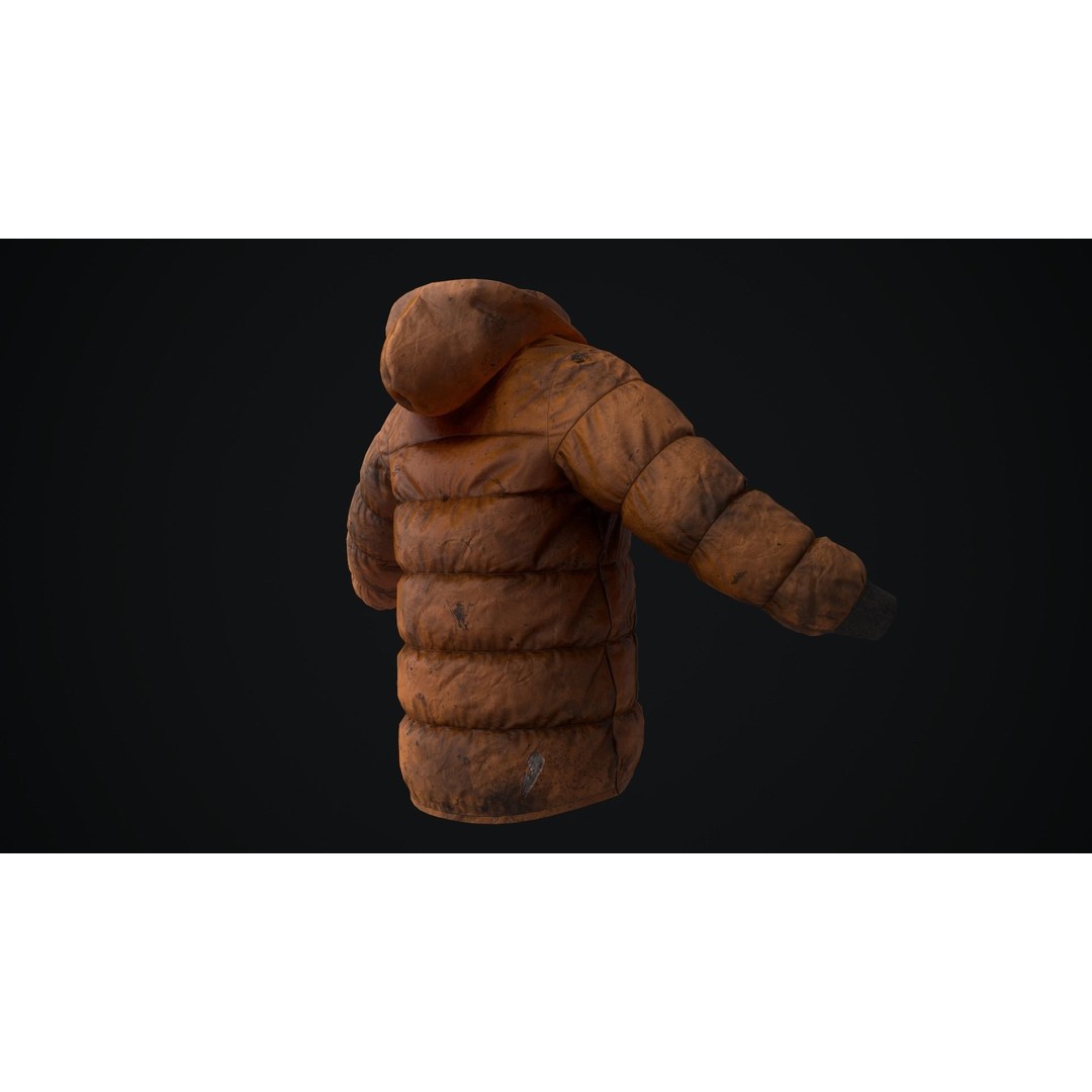 Dirty Winter Jacket 3D Model – Low Poly Game Ready Asset, FBX - View 23