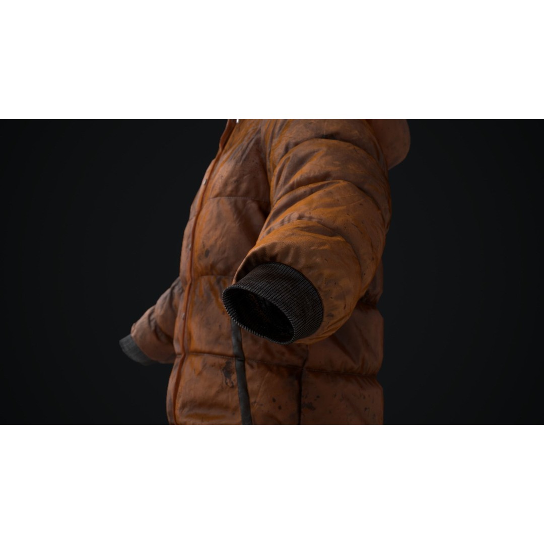 Dirty Winter Jacket 3D Model – Low Poly Game Ready Asset, FBX - View 25