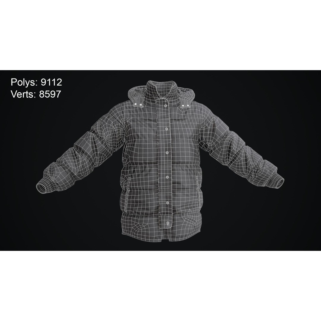 Dirty Winter Jacket 3D Model – Low Poly Game Ready Asset, FBX - View 26