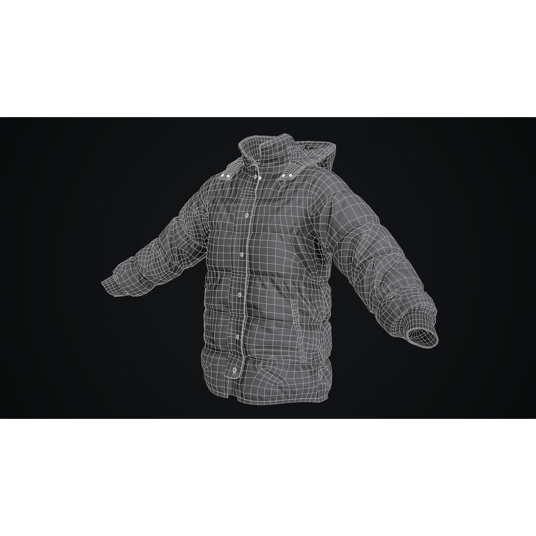 Dirty Winter Jacket 3D Model – Low Poly Game Ready Asset, FBX - View 27