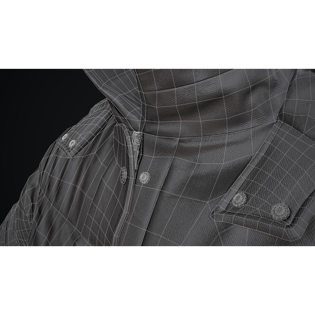 Dirty Winter Jacket 3D Model – Low Poly Game Ready Asset, FBX - View 33