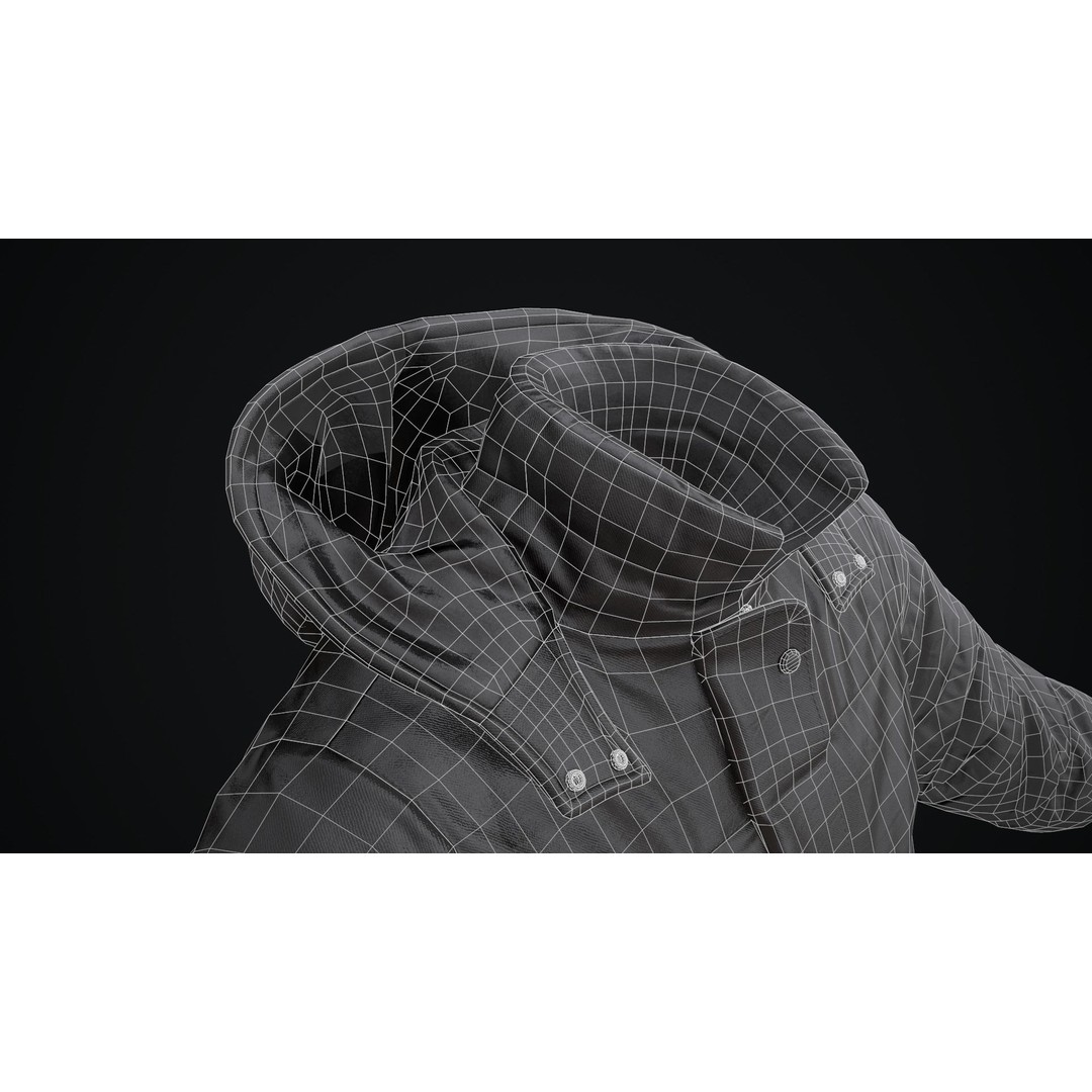 Dirty Winter Jacket 3D Model – Low Poly Game Ready Asset, FBX - View 34