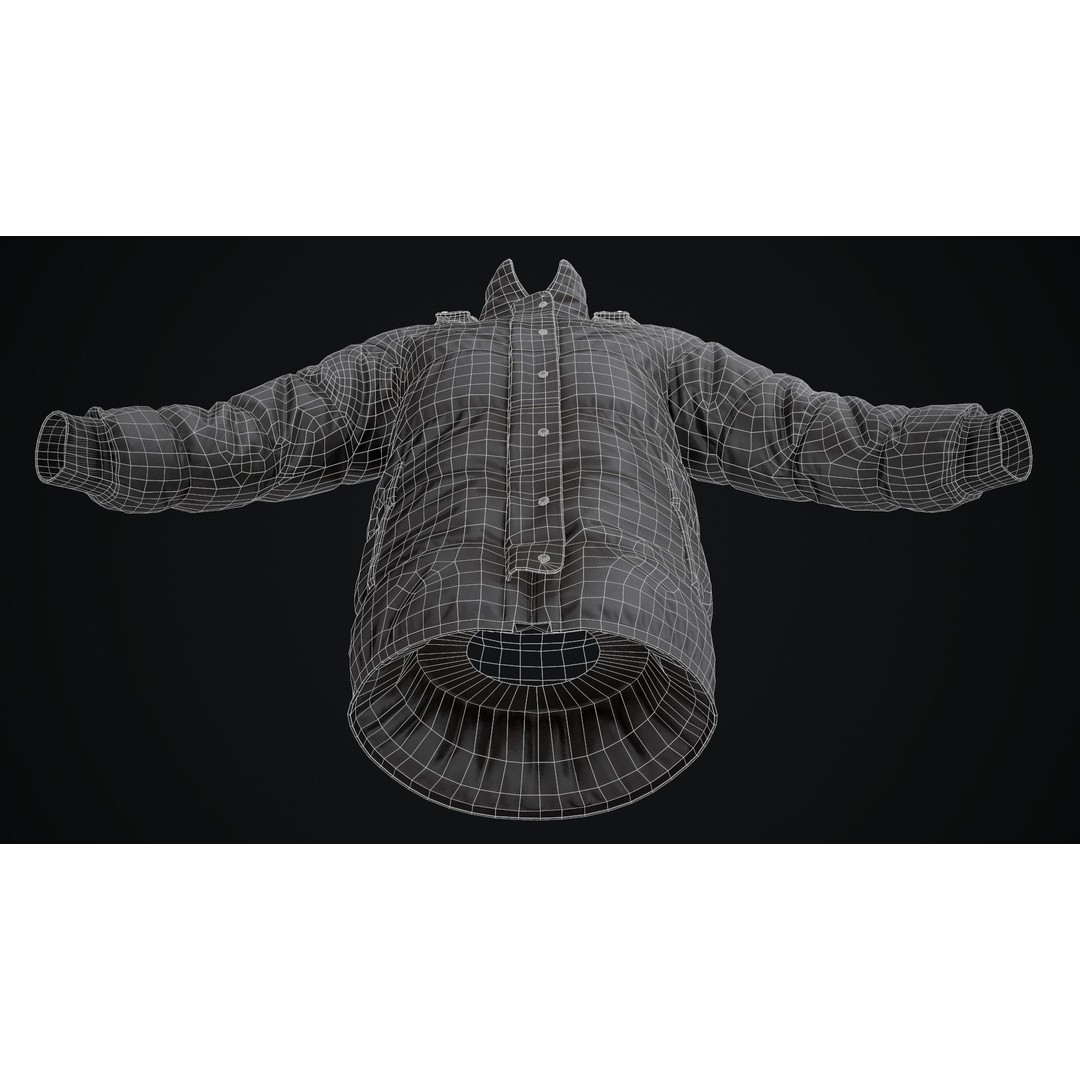 Dirty Winter Jacket 3D Model – Low Poly Game Ready Asset, FBX - View 35