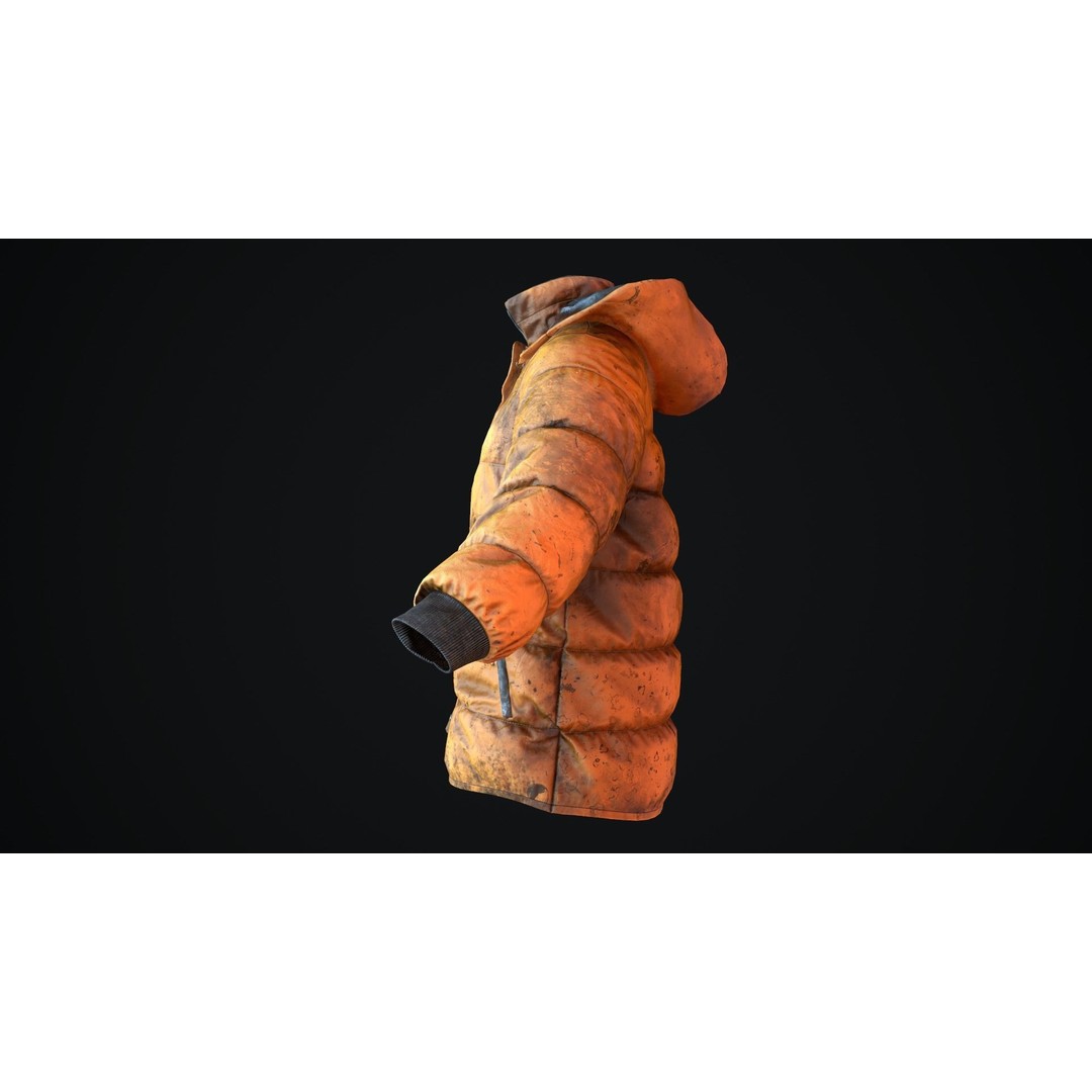 Dirty Winter Jacket 3D Model – Low Poly Game Ready Asset, FBX - View 6
