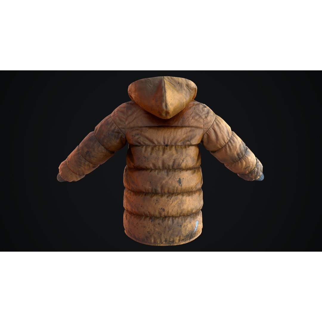 Dirty Winter Jacket 3D Model – Low Poly Game Ready Asset, FBX - View 8