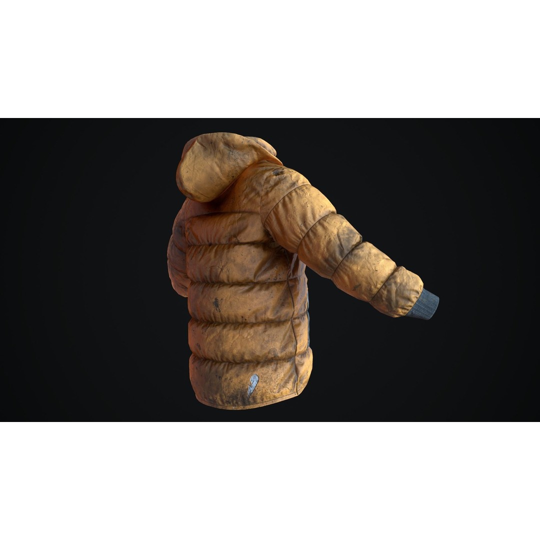 Dirty Winter Jacket 3D Model – Low Poly Game Ready Asset, FBX - View 9