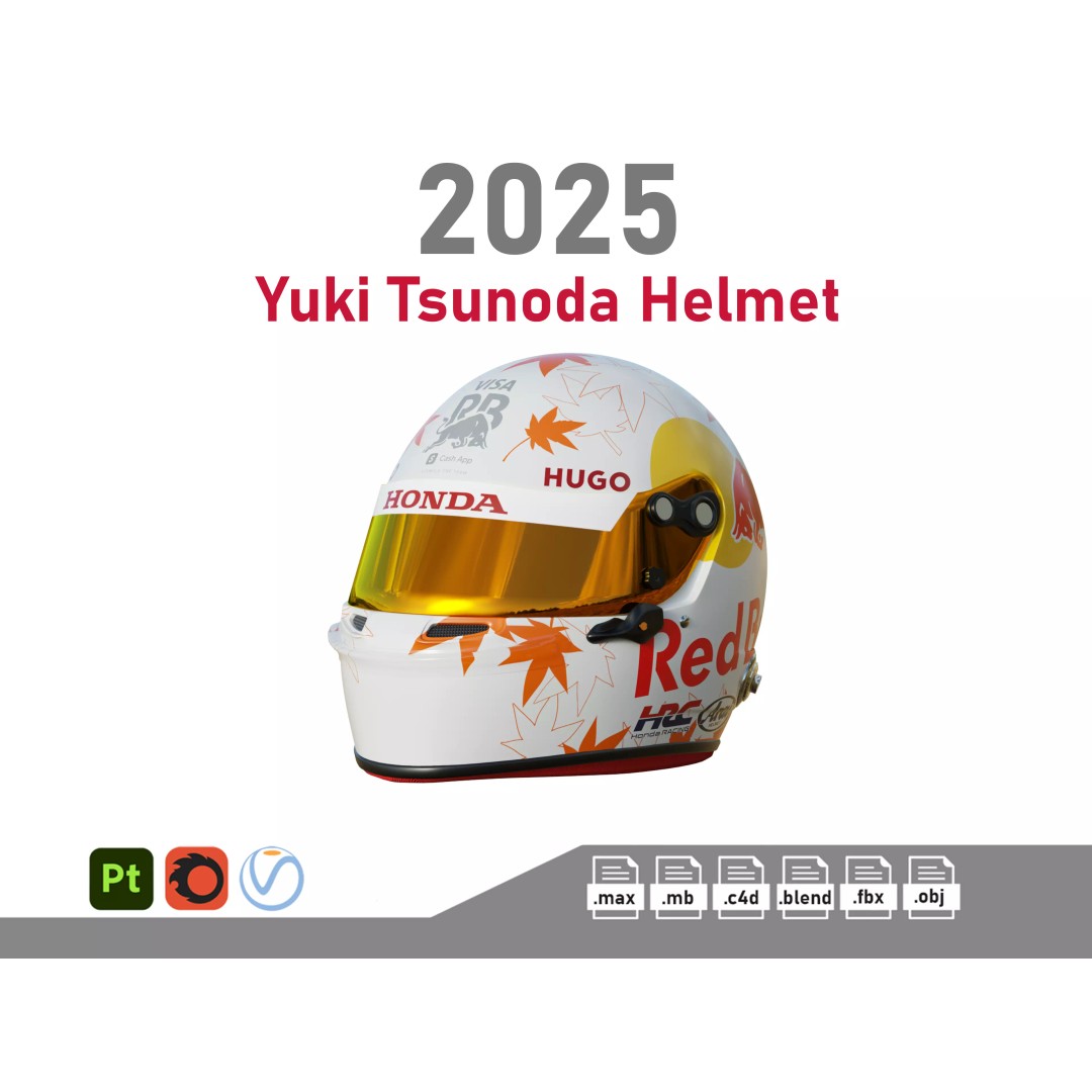Yuki Tsunoda Helmet 3D Model – High Detail PBR Asset, FBX, OBJ - View 2