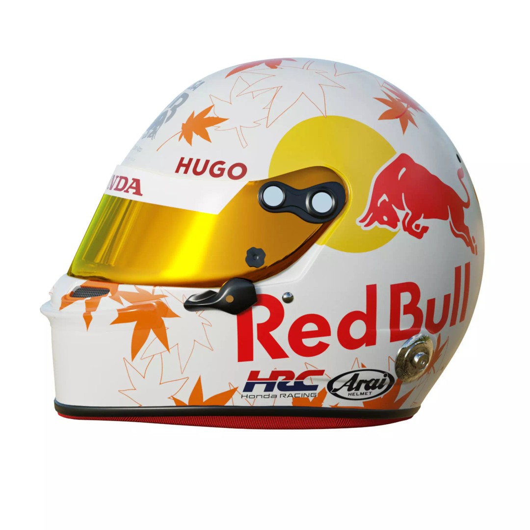 Yuki Tsunoda Helmet 3D Model – High Detail PBR Asset, FBX, OBJ - View 4