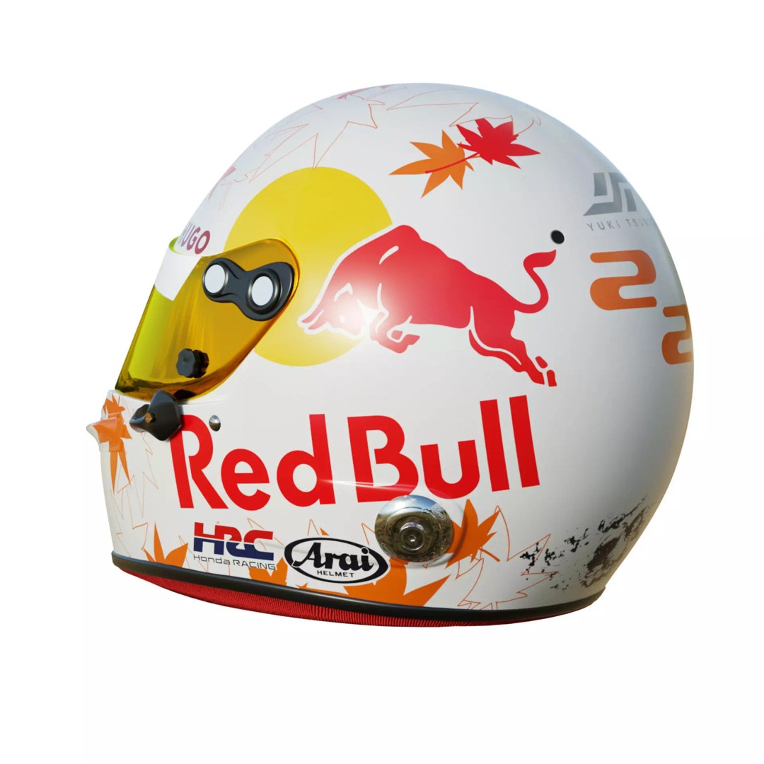 Yuki Tsunoda Helmet 3D Model – High Detail PBR Asset, FBX, OBJ - View 5