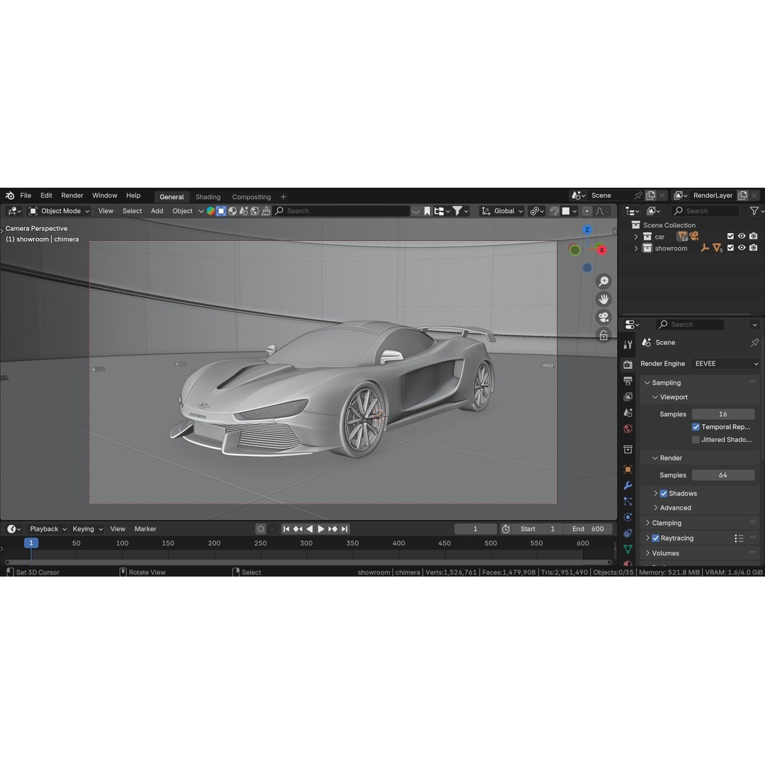 CC Chimera Supercar 3D Model – High Poly Sports Car, Blender, FBX