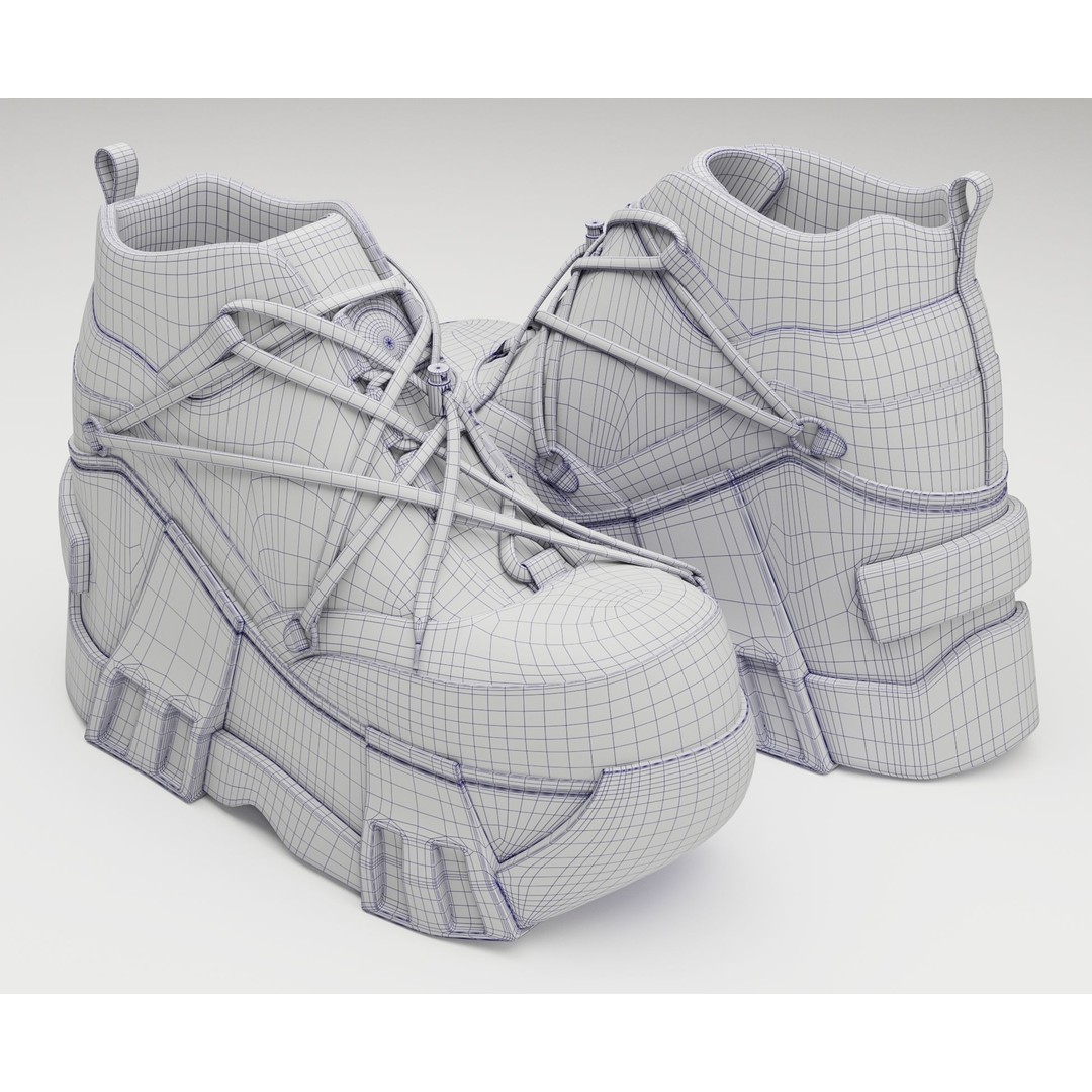 Black Sneakers 3D Model – Low Poly Game Ready Footwear, FBX, OBJ - View 10