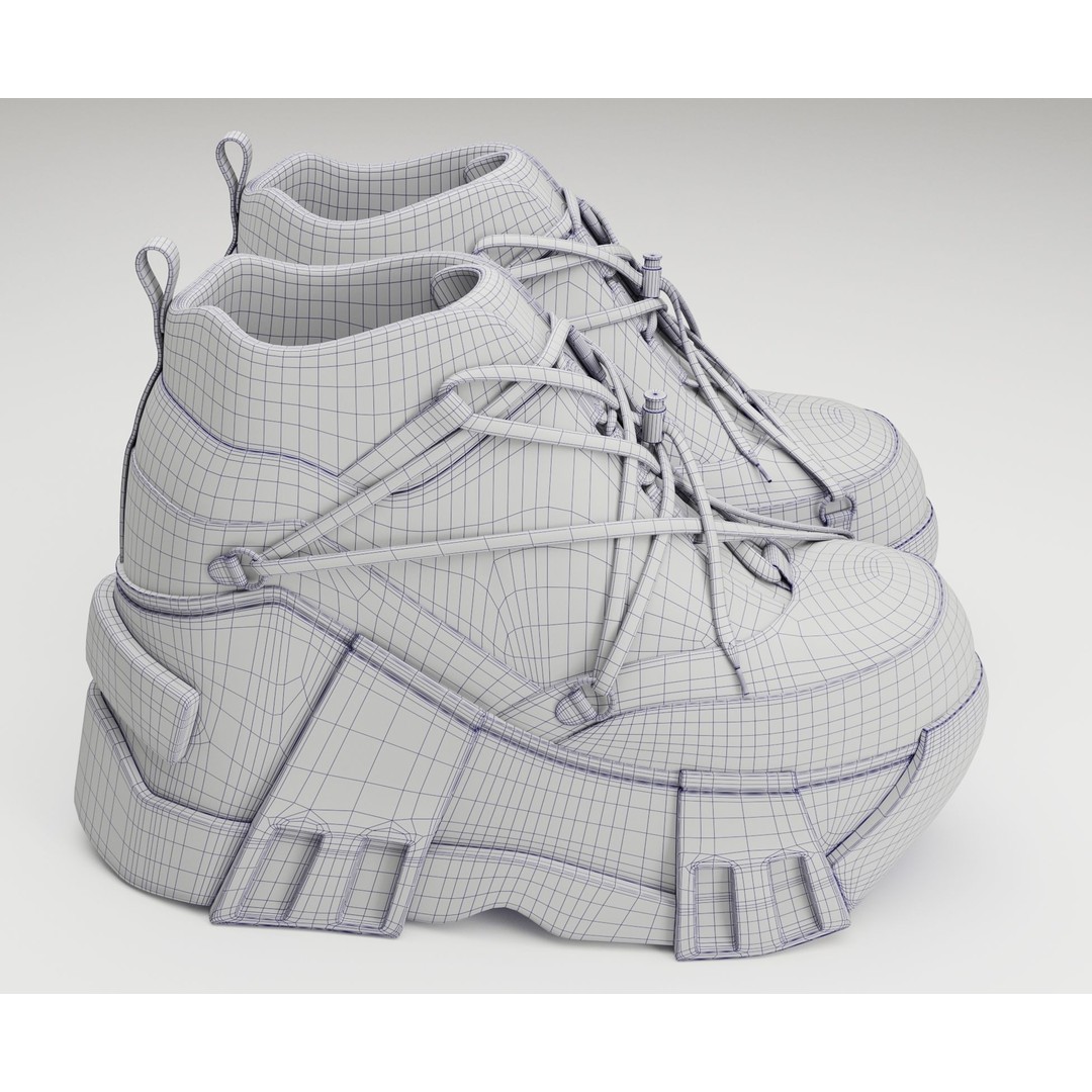 Black Sneakers 3D Model – Low Poly Game Ready Footwear, FBX, OBJ - View 14