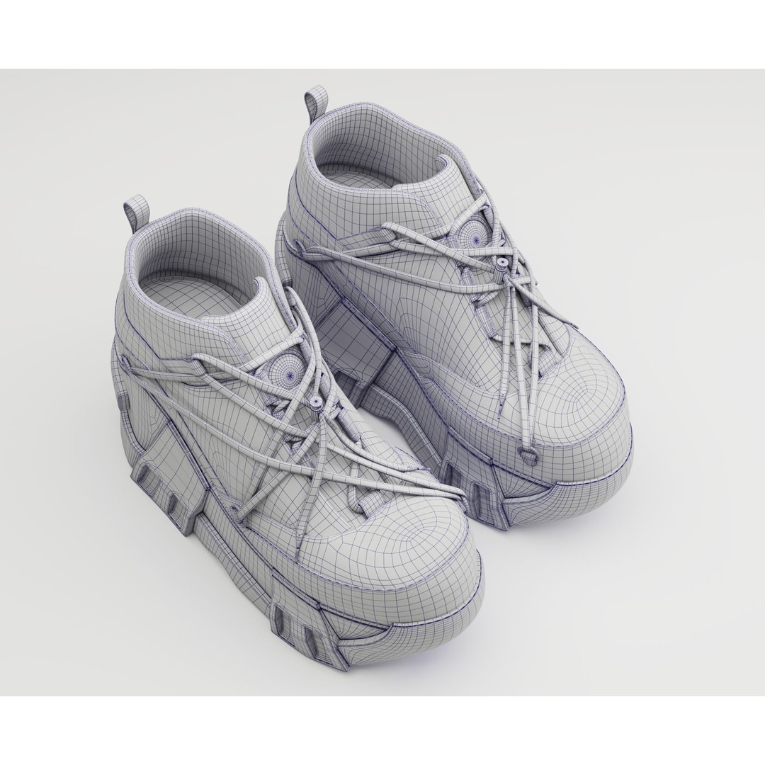 Black Sneakers 3D Model – Low Poly Game Ready Footwear, FBX, OBJ - View 15