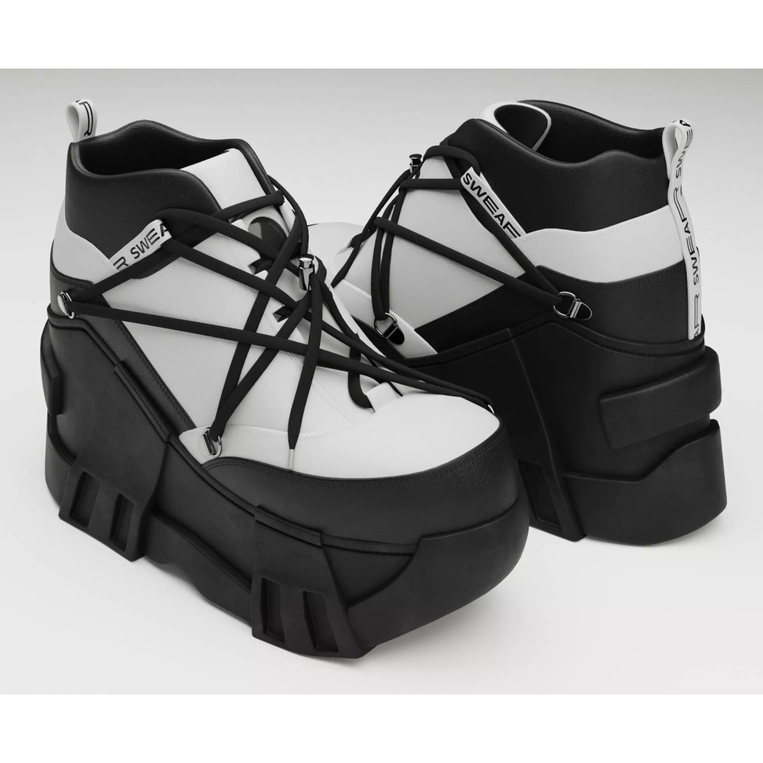 Black Sneakers 3D Model – Low Poly Game Ready Footwear, FBX, OBJ - View 2