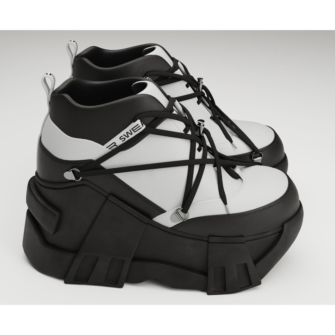 Black Sneakers 3D Model – Low Poly Game Ready Footwear, FBX, OBJ - View 3