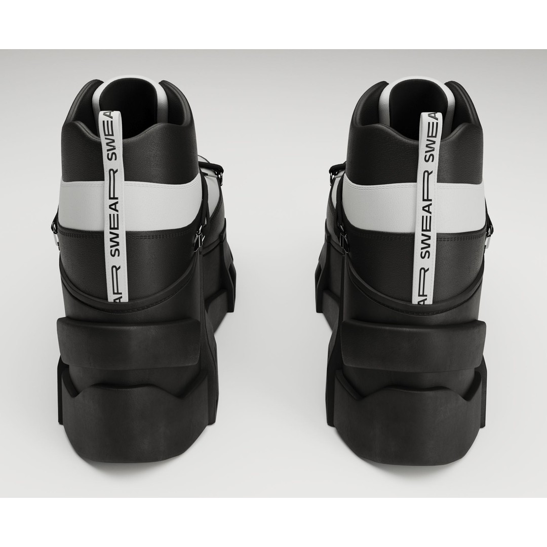 Black Sneakers 3D Model – Low Poly Game Ready Footwear, FBX, OBJ - View 4